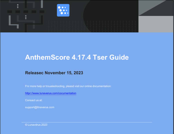 AnthemScore User Guide cover