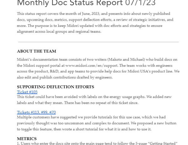Monthly doc status report